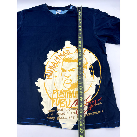 Muhammad Ali FUBU Platinum T-Shirt Large Blue Embroidered Graphic Rare VTG - Picture 9 of 10